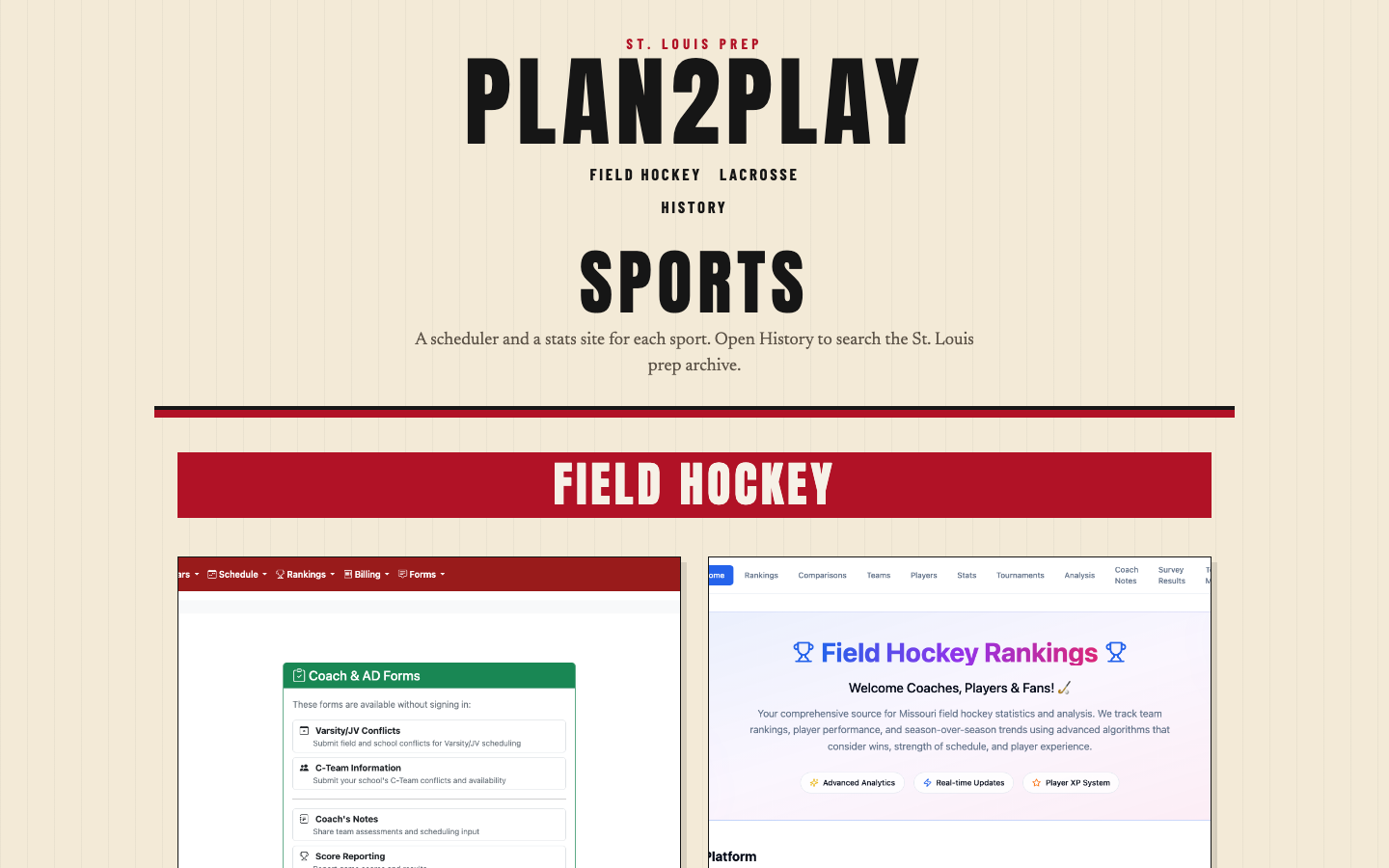 Plan2Play homepage