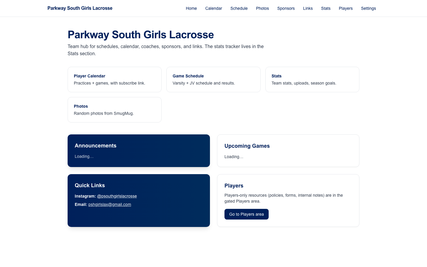 PSH 25 Tracker homepage
