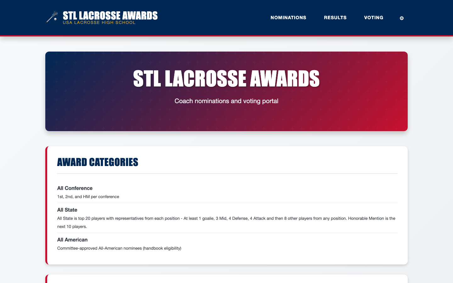 STL Lacrosse Awards homepage